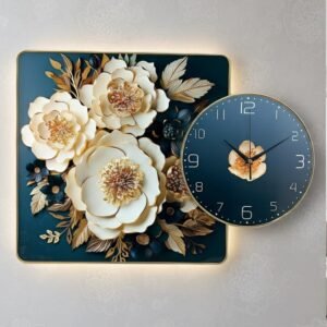 Luxury 3D Floral Wall Clock – রাজকীয় হোম ডেকোর